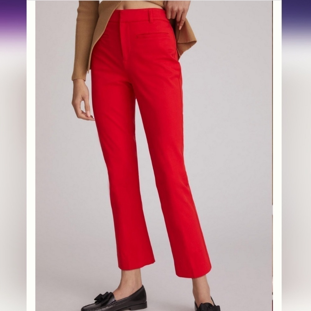 Anthropologie Maeve Red The Essential Slim Kick Flare Trousers
